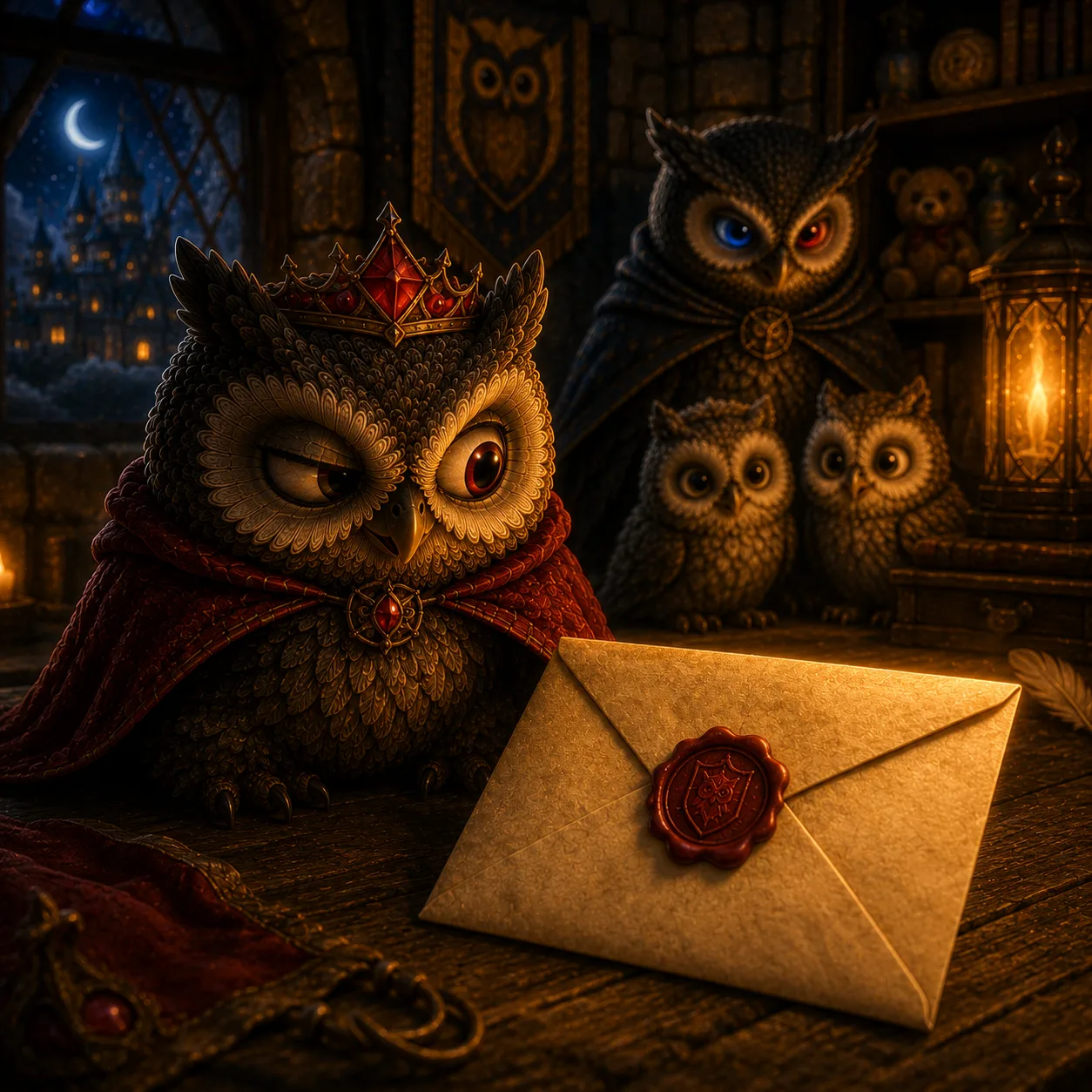 A friendly-looking letter with a subtly-wrong seal; the fierce little Princess eyes it with suspicion.