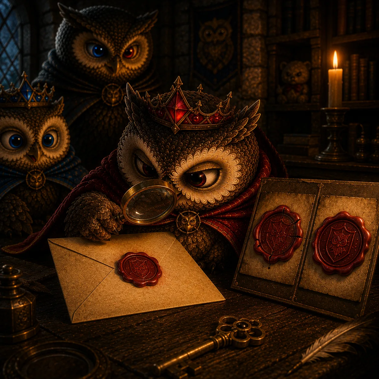The Princess inspecting the letter's seal up close, finding it not quite right.