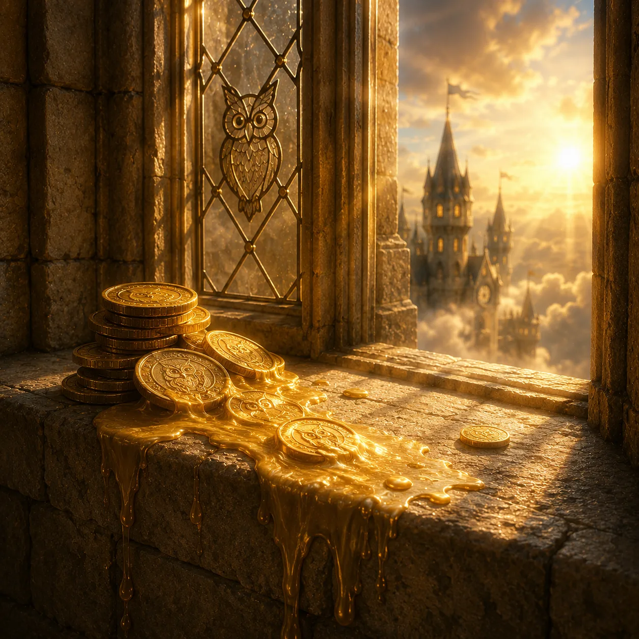 A small pile of the kingdom's golden coins quietly melting away by morning.