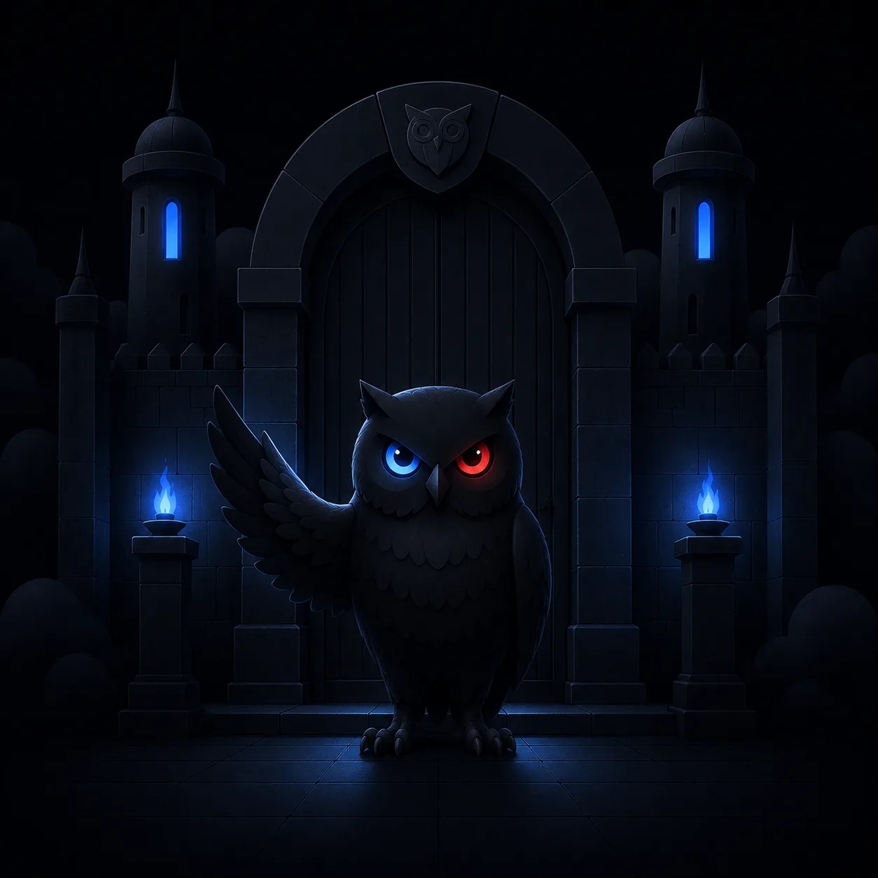 The owl announcing a new rule at the castle gate.