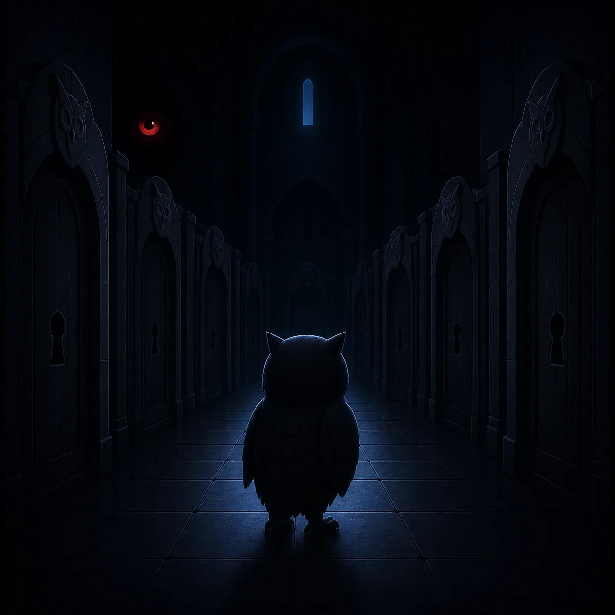 A stranger inside finds every other door still locked, an owl already watching.